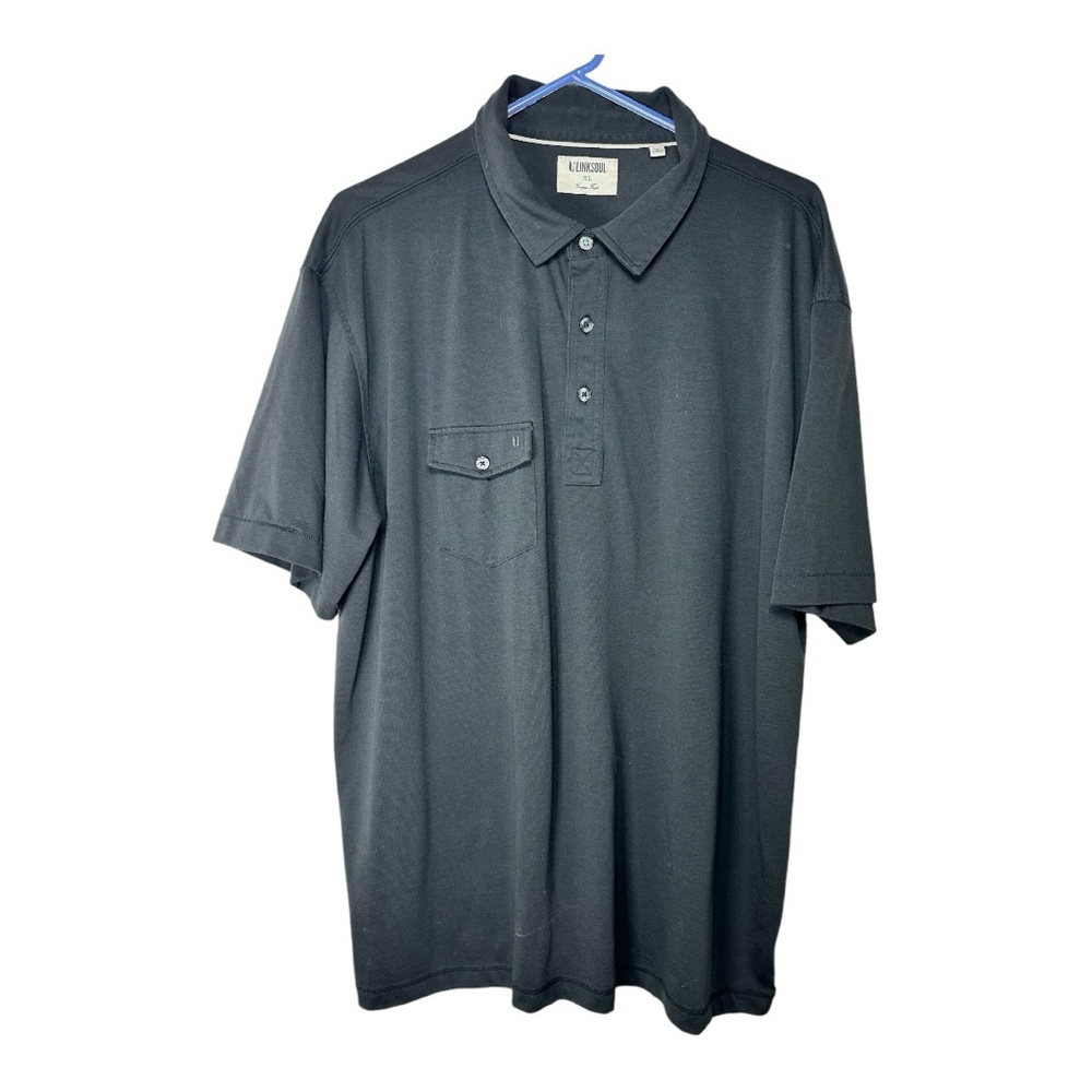 LINKSOUL Men’s XL Golf Polo Pocket Black